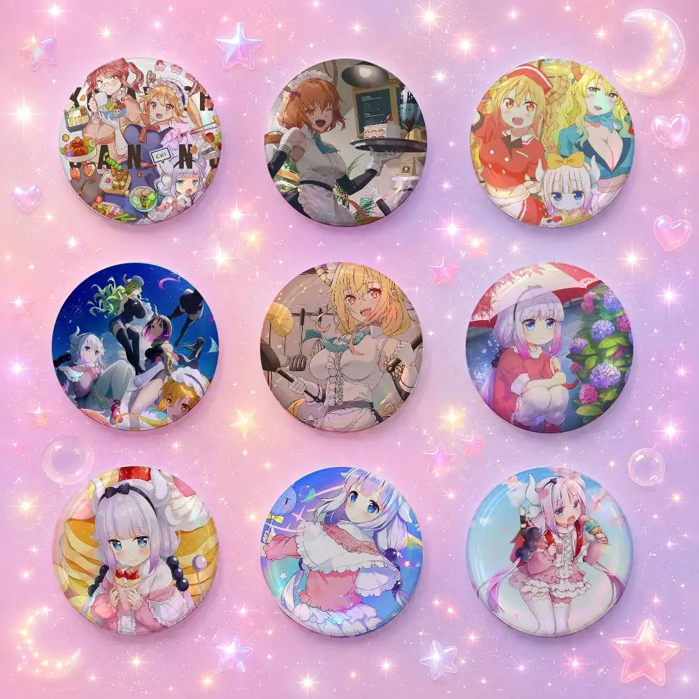Mis-s- Ko-s-ba-ya-s-hi's- Dra-go-s-n Anime Round Button Badge Pin Set  Game Music Cool Fashion Brooch For Backpack Clothes Hat