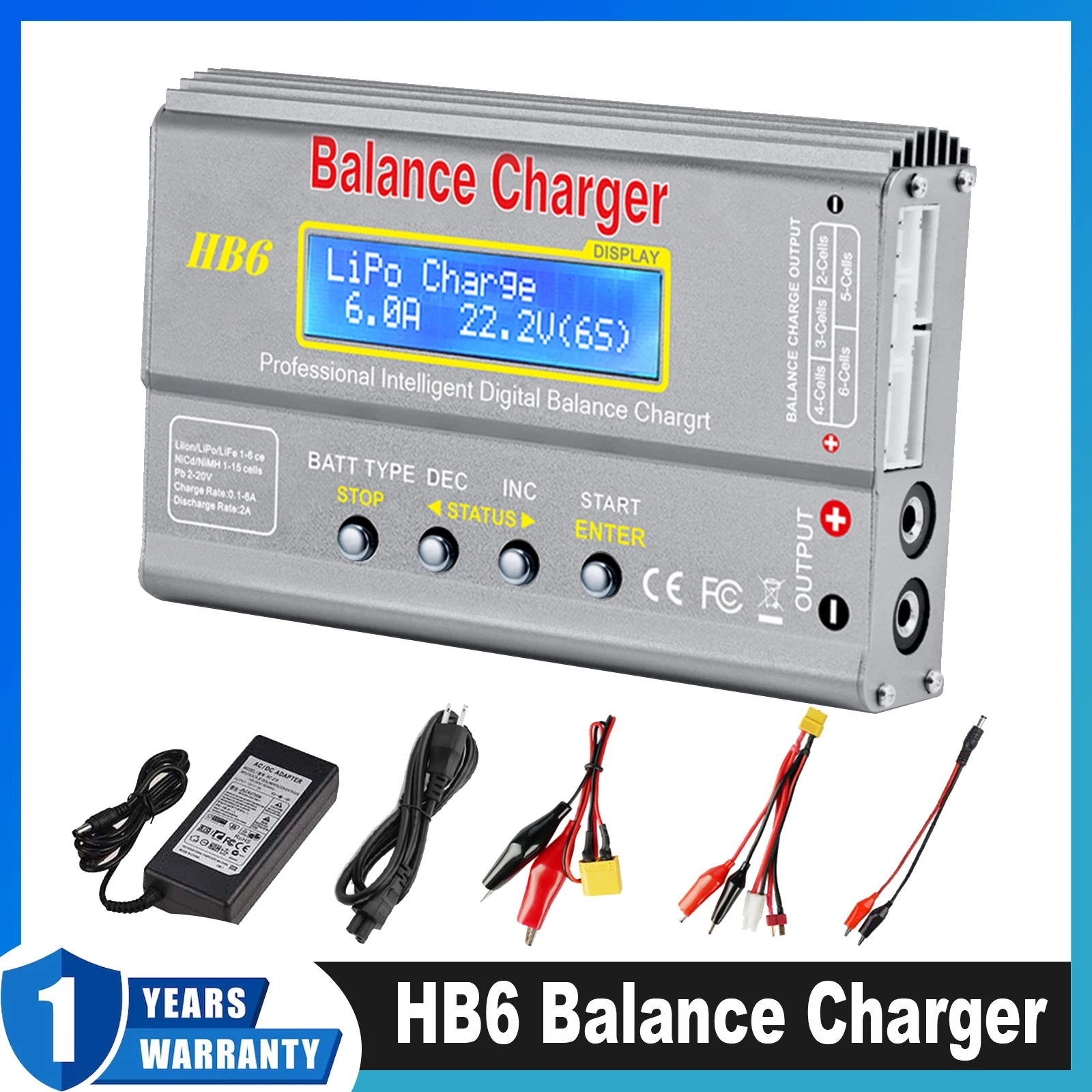 

2025 HB6 Balance Charger 80W for Lipo NiMh Li-ion Ni-Cd Battery Digital RC Charger Discharger IMAX B6 Smart Battery Charger
