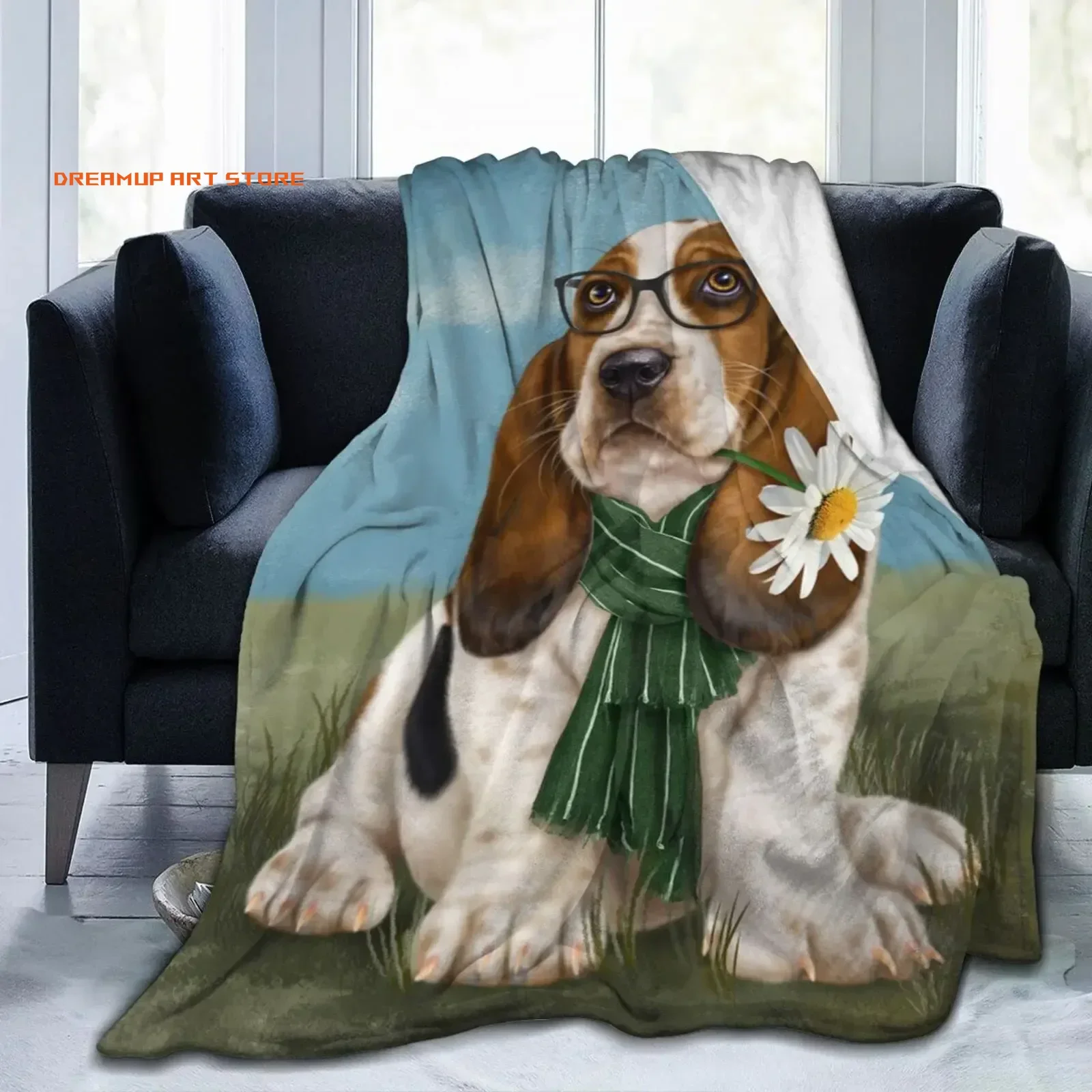 2026 Basset Hound Dog Throw Blankets Anti Static Throws Blankets Travel Twin Size Blanket For Men Women Thin Soft Portable For S