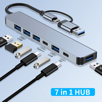 7 Port USB A Type C Hub Concentrator 3.0 2.0 Type Multi Adapter Multi-hub Dock Splitter Laptop PC Computer Extension Accessories