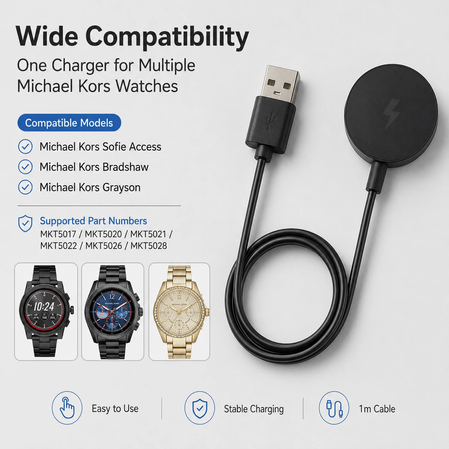 Kabel Pengisi Daya untuk Micha - Smartwatch Watches Michael Kors ulasan dan harga