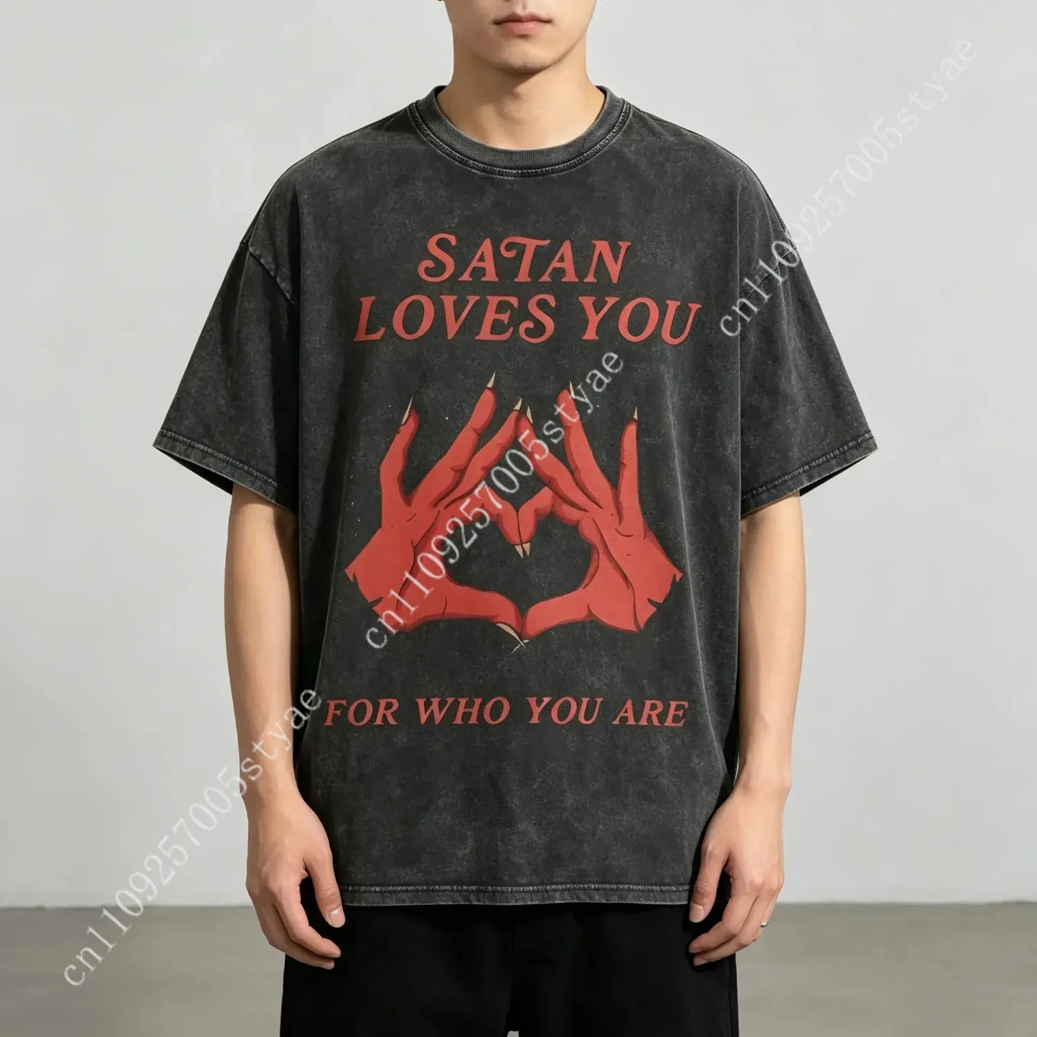 Men's Round Neck Short-Sleeve T-Shirt, Retro Edgy 