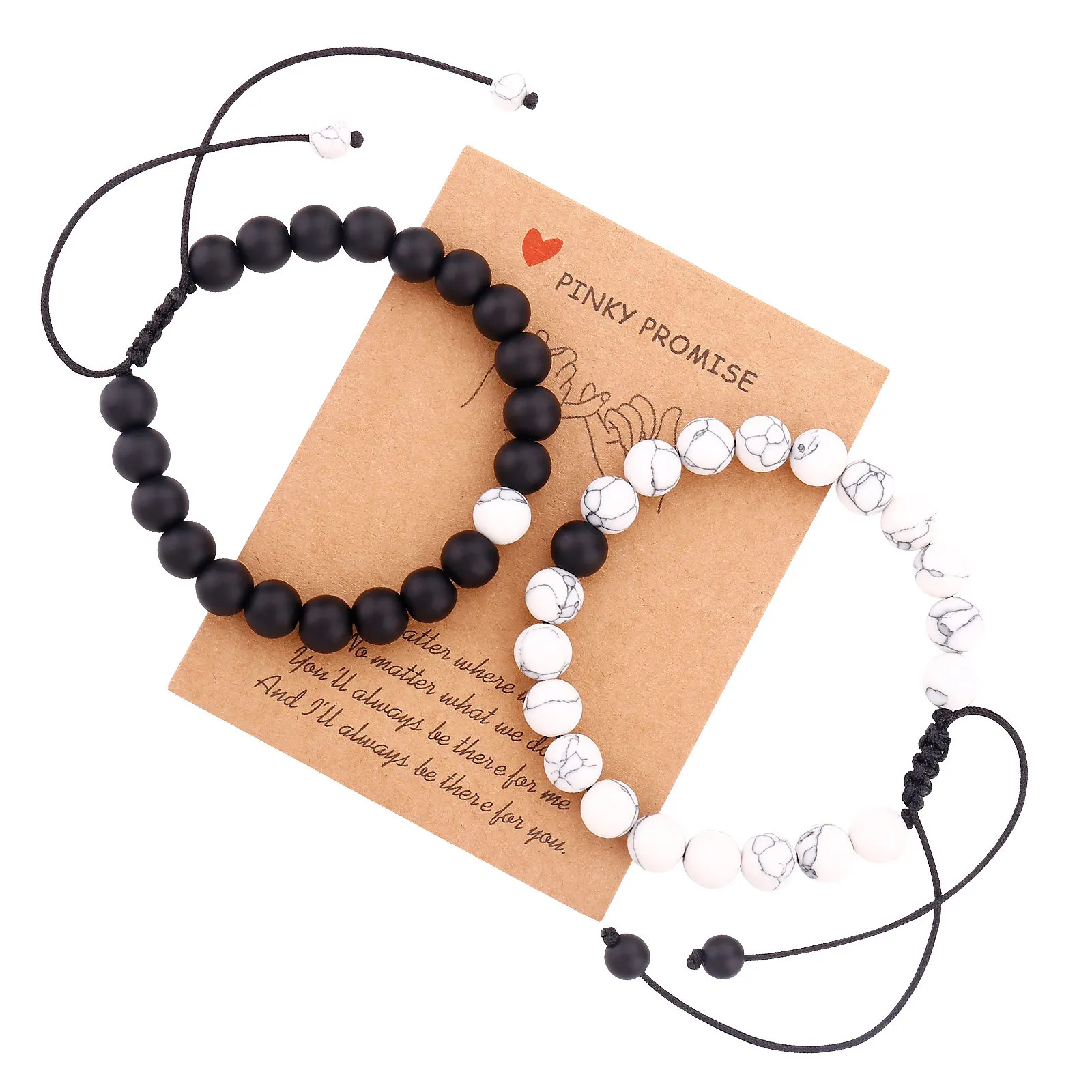 2Pcs/Set Natural Stone Beaded Heart Magnet Attraction Couple Bracelets For Women Men Simple Love Relationship Bracelet Jewelry