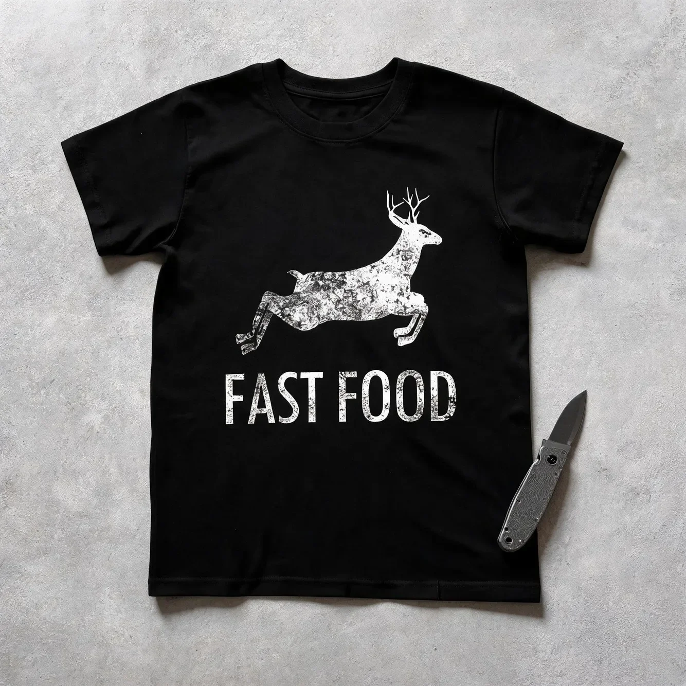 Funny Joke Hunting Shirt Mens Front Print Short Sleeve T Shirt Food Deer Gift For Hunters
