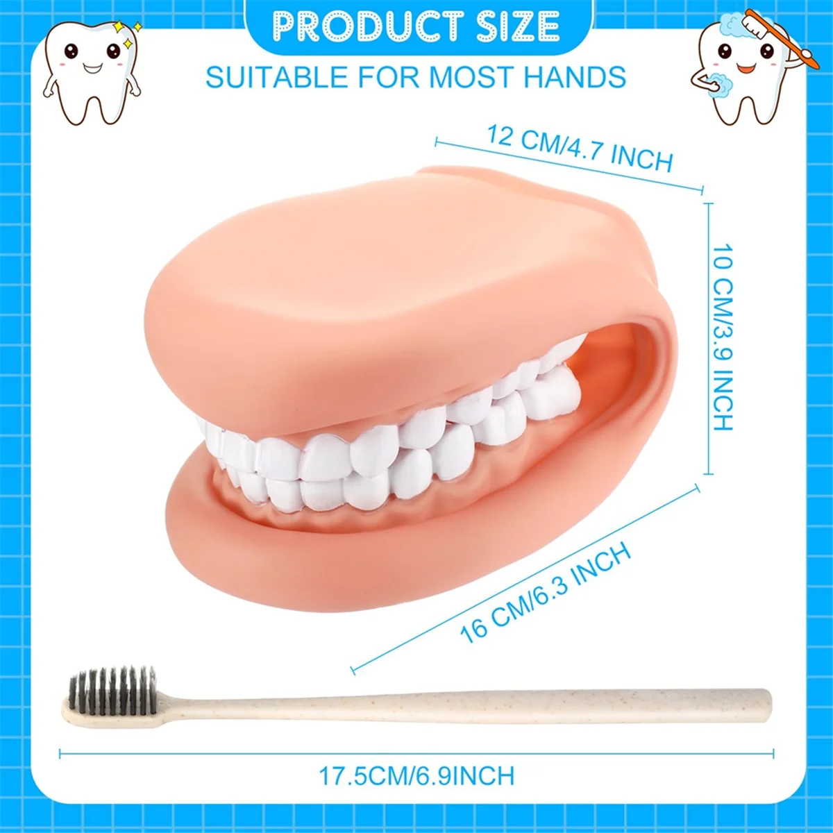 1Pcs Mouth Puppet with Tongue Teeth Mouth Hand Puppet Dental Mouth Model with Toothbrush for Boy Girl Educational Tool