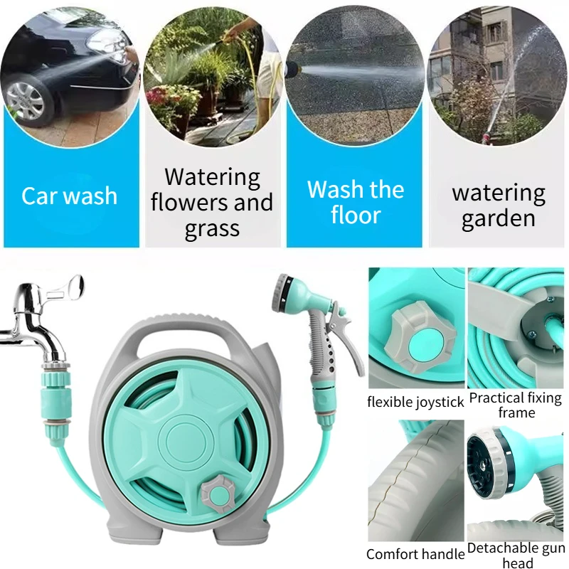 1pc Mini High pressure Water Hose Set With Storage Rack Portable High Pressure Water Gun For Home Gardening Car Floor Cleaning