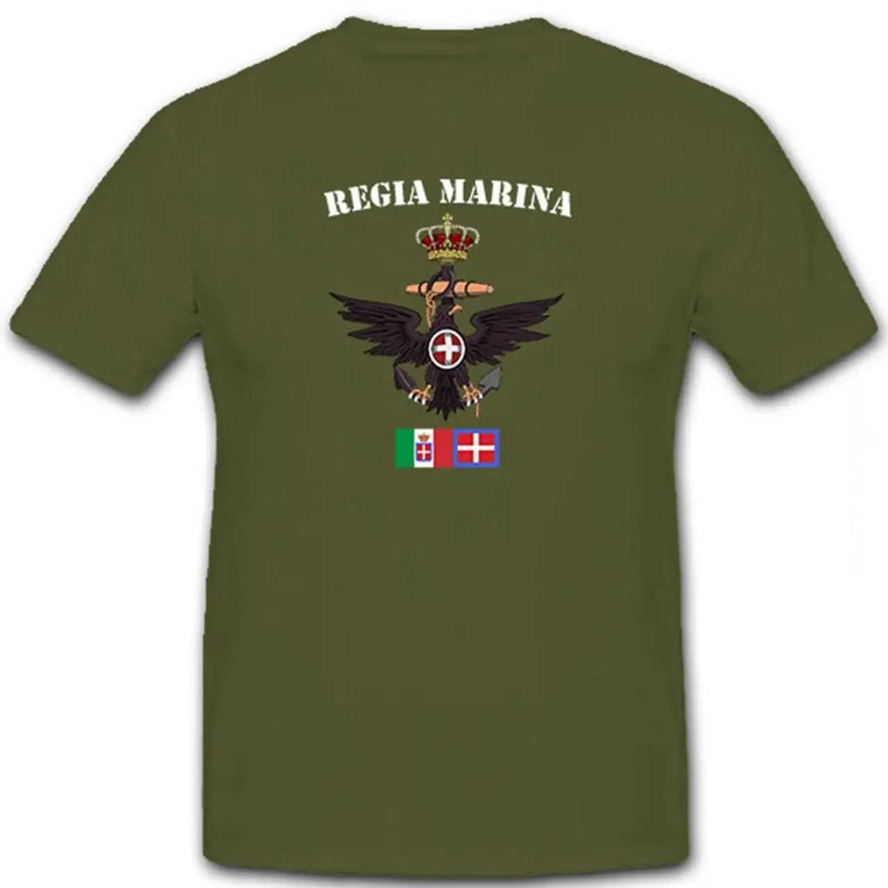 Regia Marina. Italy Naval Coat of Arms Eagle Badge Emblem T Shirt. Short Sleeve 100% Cotton Casual T-shirts Loose Top Size S-5XL