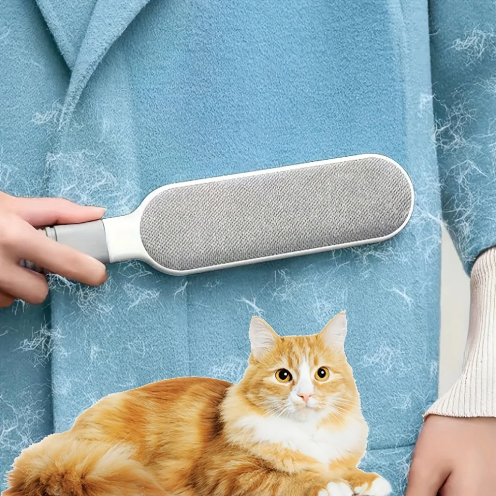 Double-Sided Lint Brush for Pet Hair - Reusable Manual Electrostatic Brush for Furniture, Clothing & Carpet Cleaning