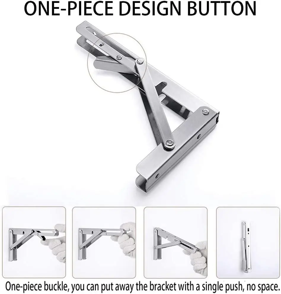 2PCS Folding Bracket for Shelf Table Desk Heavy Duty Floating Triangle Shelf Collapsible Space Saving DIY Wall Mounted Bracket