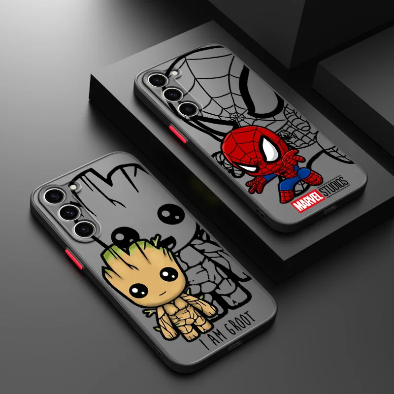 Marvel superhero Spider Man Phone Case For Samsung Note 9 10 20 M10 20 22 31 30S 62 32 33 53 52 51 23 40 60S Frosted Translucent