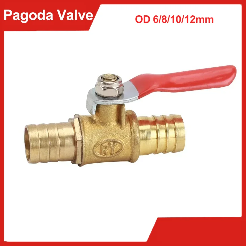 

6 8 10 12mm Hose Barb Inline Brass Water Oil Air Gas Fuel Line Shutoff Ball Valve Pipe Fittings Pneumatic Connector Controller