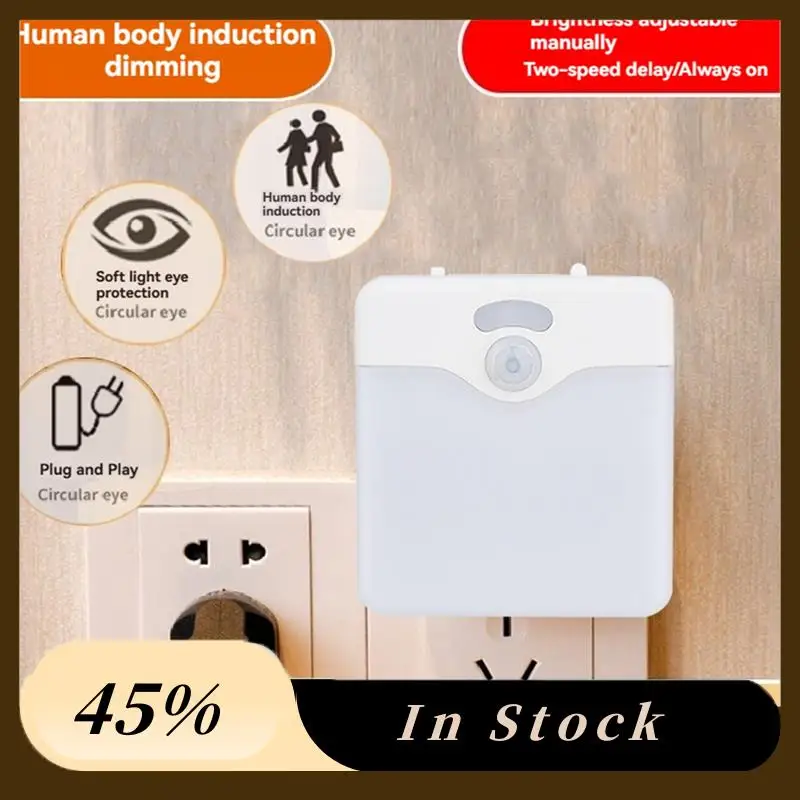 A60Z Top Motion Sensor LED Night Light Dimmable Lamp For Kids Room Energy Efficient Dusk To Dawn Sensor Stairway Lamp EU Plug