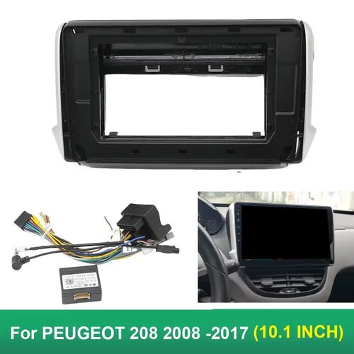 Para PEUGEOT 208 2008 -2017(10,1 pulgadas) fascias de Radio de coche Android GPS reproductor estéreo MP5 2 Din unidad principal Panel marco de tablero instalación