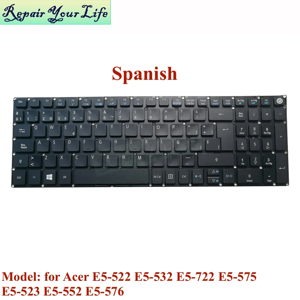 

Spanish RU Russian Backlight Keyboard For Acer E5-522 E5-532 E5-722 E5-575 E5-523 E5-552 E5-576 E5-574 LV5P-A50BWL NKI151701S