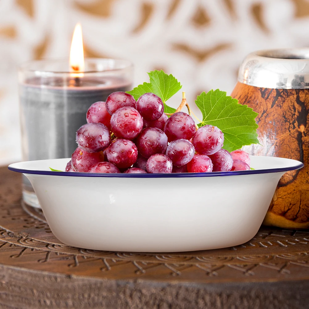 

Набор из 2 эмалированных чаш, прочные винтажные эмалированные миски для дома и ресторана, многофункциональные блюда для подачи еды, декоративные кухонные принадлежности