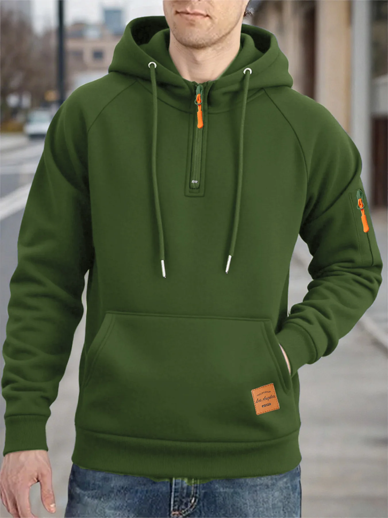 جديد 2025 سترة رجالية بغطاء للرأس للخريف سترة رياضية غير رسمية بقلنسوة ريترو هاراجوكو بأكمام طويلة نصف سحاب ملابس خروج فضفاضة متعددة الجيوب #3