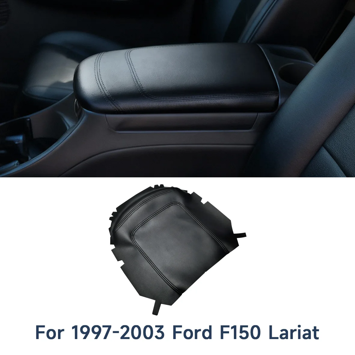 Center Console Armrest Cover For Ford F-150 1997-2003 Leather Armrest Lid Protector Auto Interior Accessories