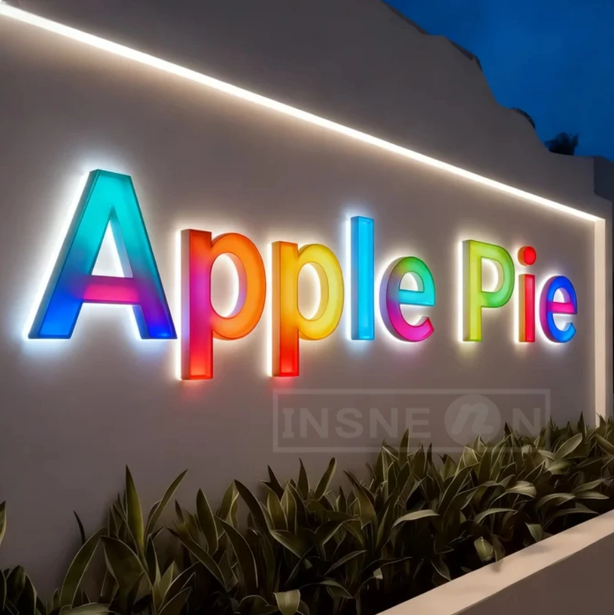Led شعار العلامة التجارية الفاخرة تسجيل الأعمال مخصص RGB المعادن تسجيل الجدار في الهواء الطلق ضوء المعادن المرآب دي مطعم النيون مضيئة رسائل