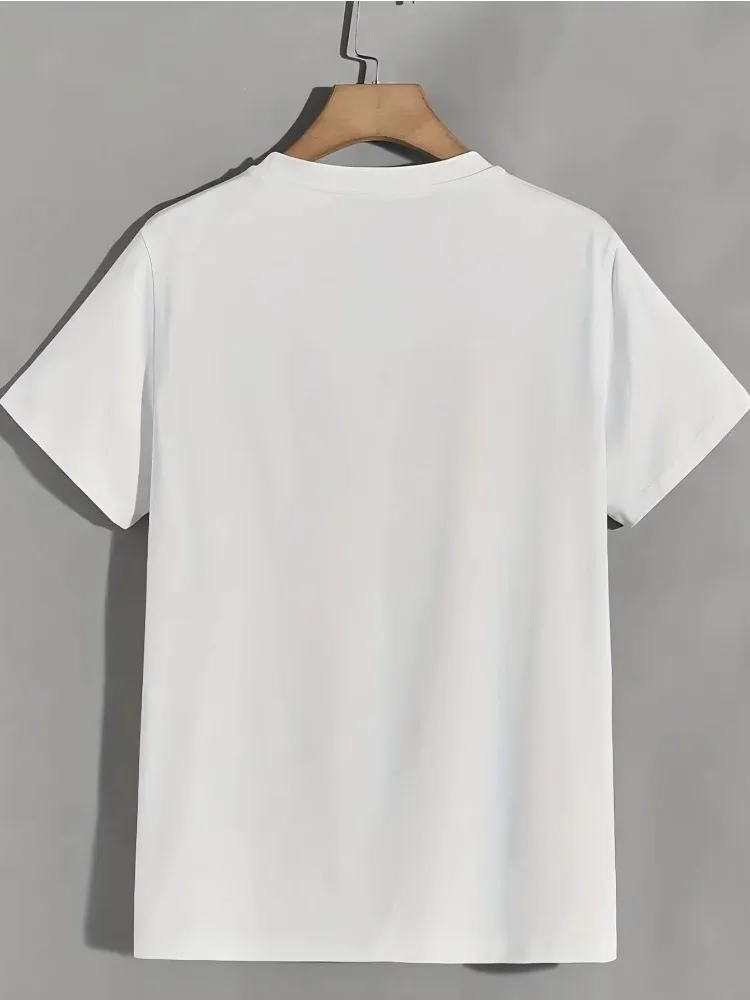 100% Pure Cotton Summer Men's Fashionable Casual Loose Faith Blessed Letter Printed Round Neck Short Sleeved T-shirt Top