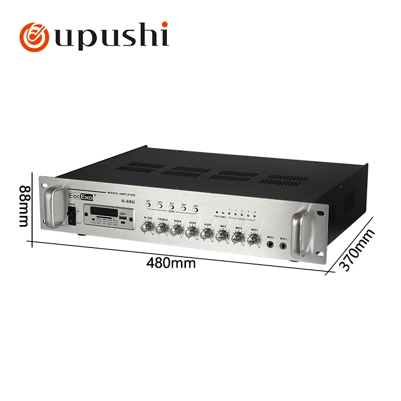 H-60U Public Broadcasting Home Bluetooth Pre amplifier 5-zone High power Audio Constant Voltage Amplifier view 2