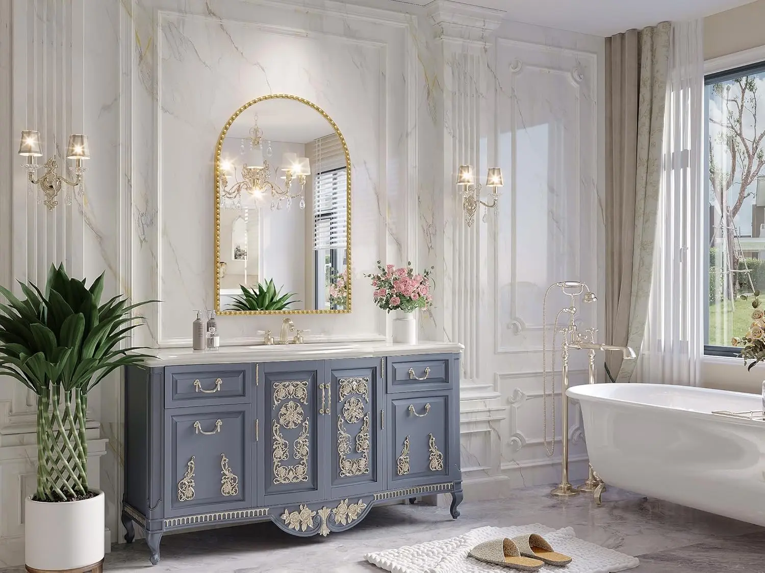 Gold Floral Arch Mirror 2