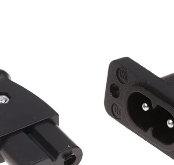 C8 Male Power Socket Female Plug Power Outlet Embedded Electric Connector 35mm*15mm AC 2.5A 250v 8-shaped Plug Socket