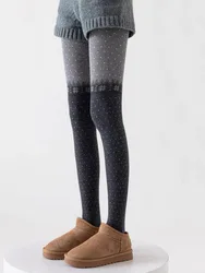 Spring Autumn Women Vintage Japanese Style Mori Girls Color Block Polka Dots Jacquiard 300D Knitted Leggings Pantyhose