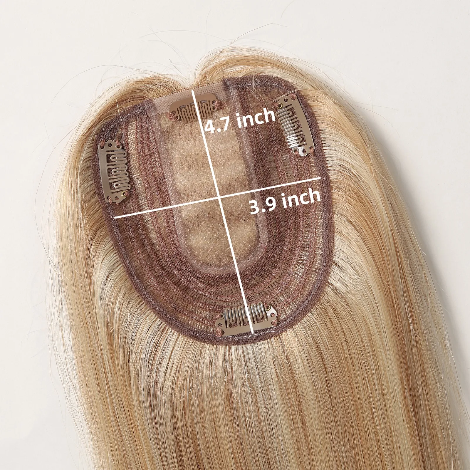 100% Remy Human Hair Toppers Blonde Highlight Hair Pieces Silk Base Clip in Topper Top Hair for Women with Thinning Hair