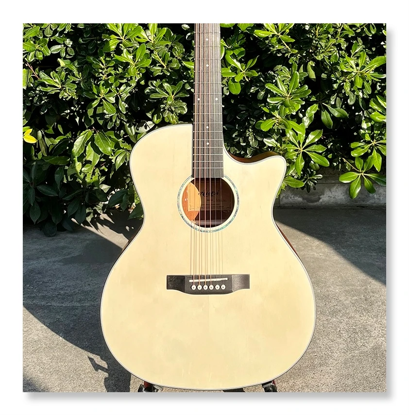 

Aiersi-Matte Plywood Acoustic Guitar, Spruce Body, OM Cutaway