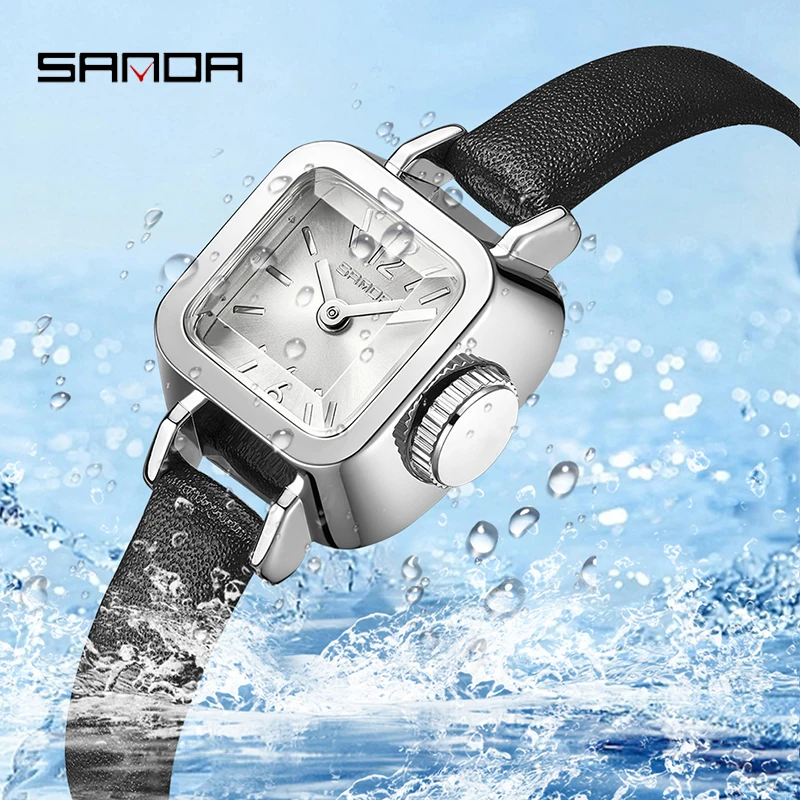 SANDA New Style Madam Watch Square Mesh Belt Fashionable Simple Roman Pattern Waterproof Quartz Women\'s Belt Watch Reloj Mujer