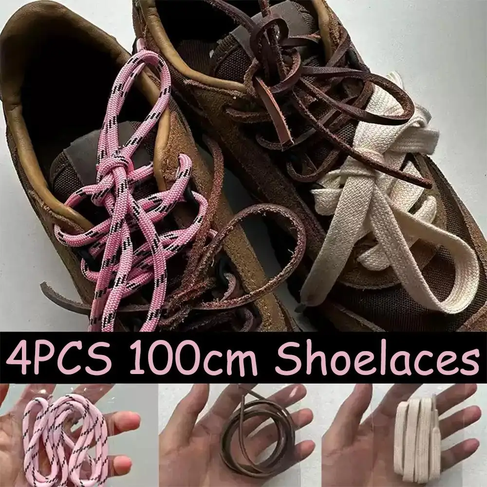 UITVERKOOP! 4 Stuks Vintage DIY Kleurrijke Platte Schoenveters Lage Canvas Sneaker Touw Veters Sport Casual Lederen Shoestrings Ronde Veters