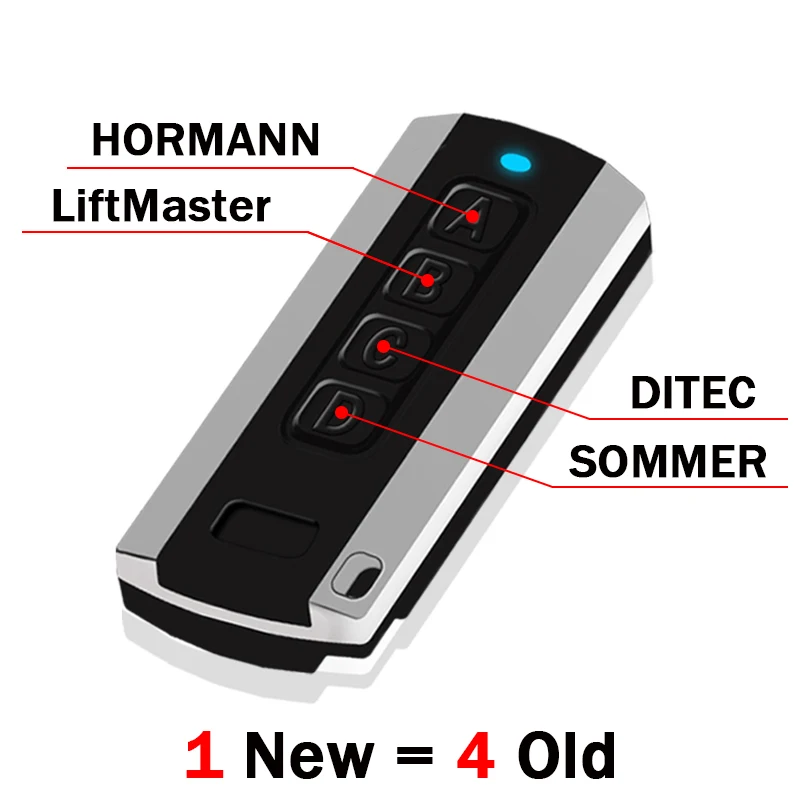 4 in 1 Garage Remote Control 433MHz MultiFrequency Gate Remote Control 868MHz Garage Door Opener 315MHz Handheld Transmitter