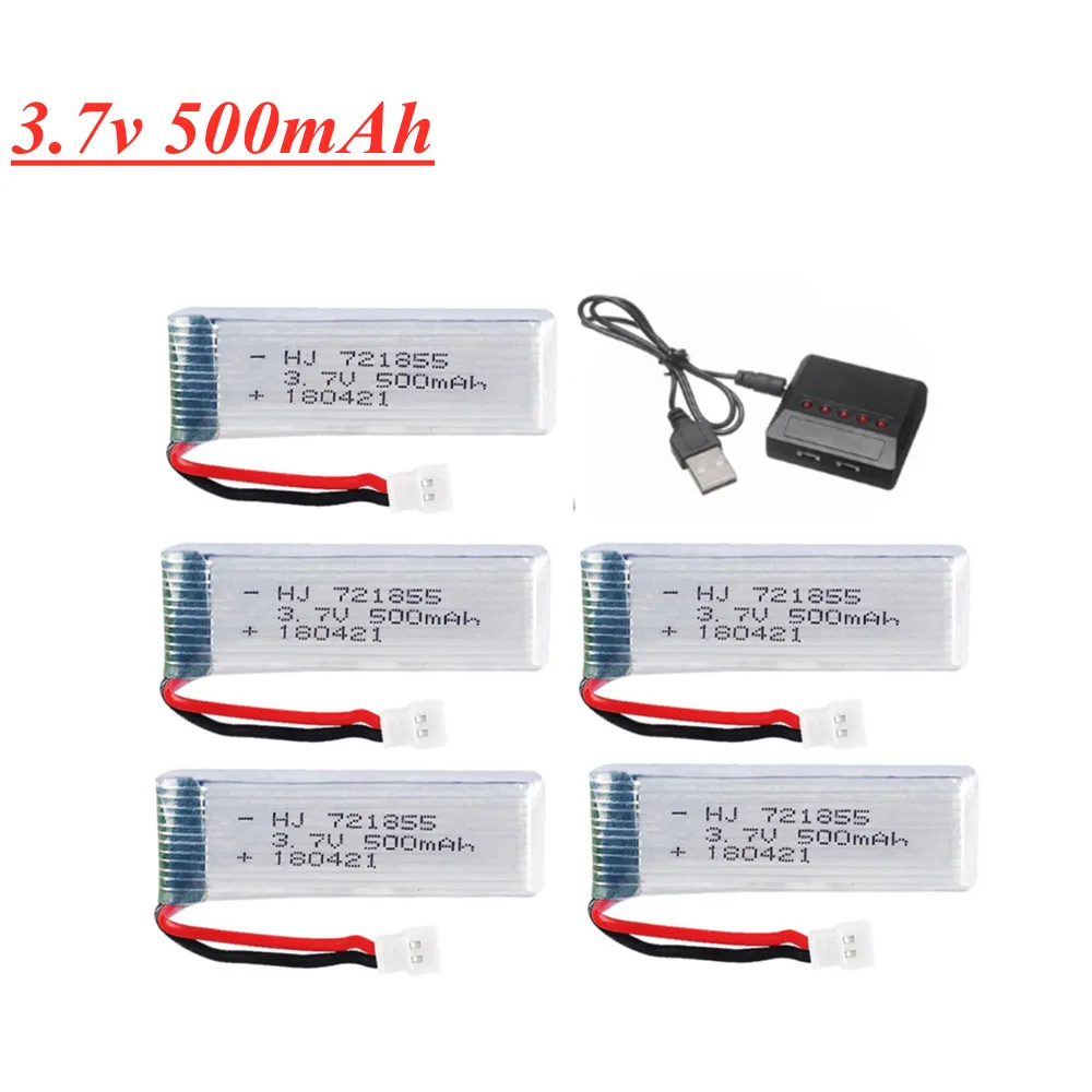 Batteria lipo 3.7V 500mAh per JJRC H37 JXD 523 wltoys V966 V977 V930 Q282 Eachine E50 E50S RC Drone parti 721855 batteria 3.7v