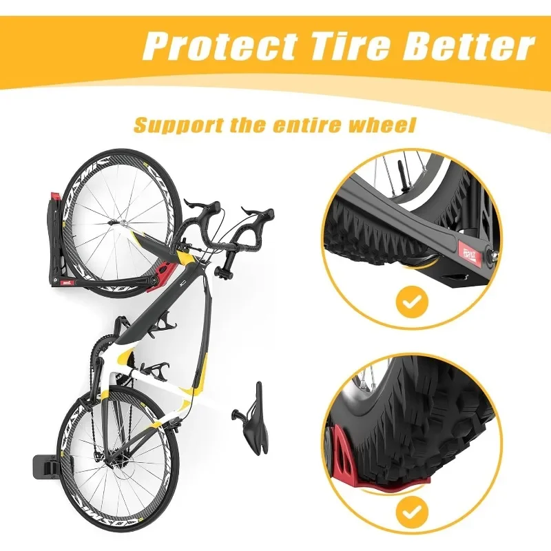 رفوف دراجة دوارة مثبتة على الحائط موفرة للمساحة من BIKEPAL، شماعات حائط عمودية للدراجة لحل تخزين المرآب