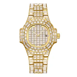 Orologio da uomo di lusso impermeabile 30m orologio da polso al quarzo Ice Out Diamond cinturino in acciaio inossidabile quadrante luminoso Montre Homme spedizione gratuita