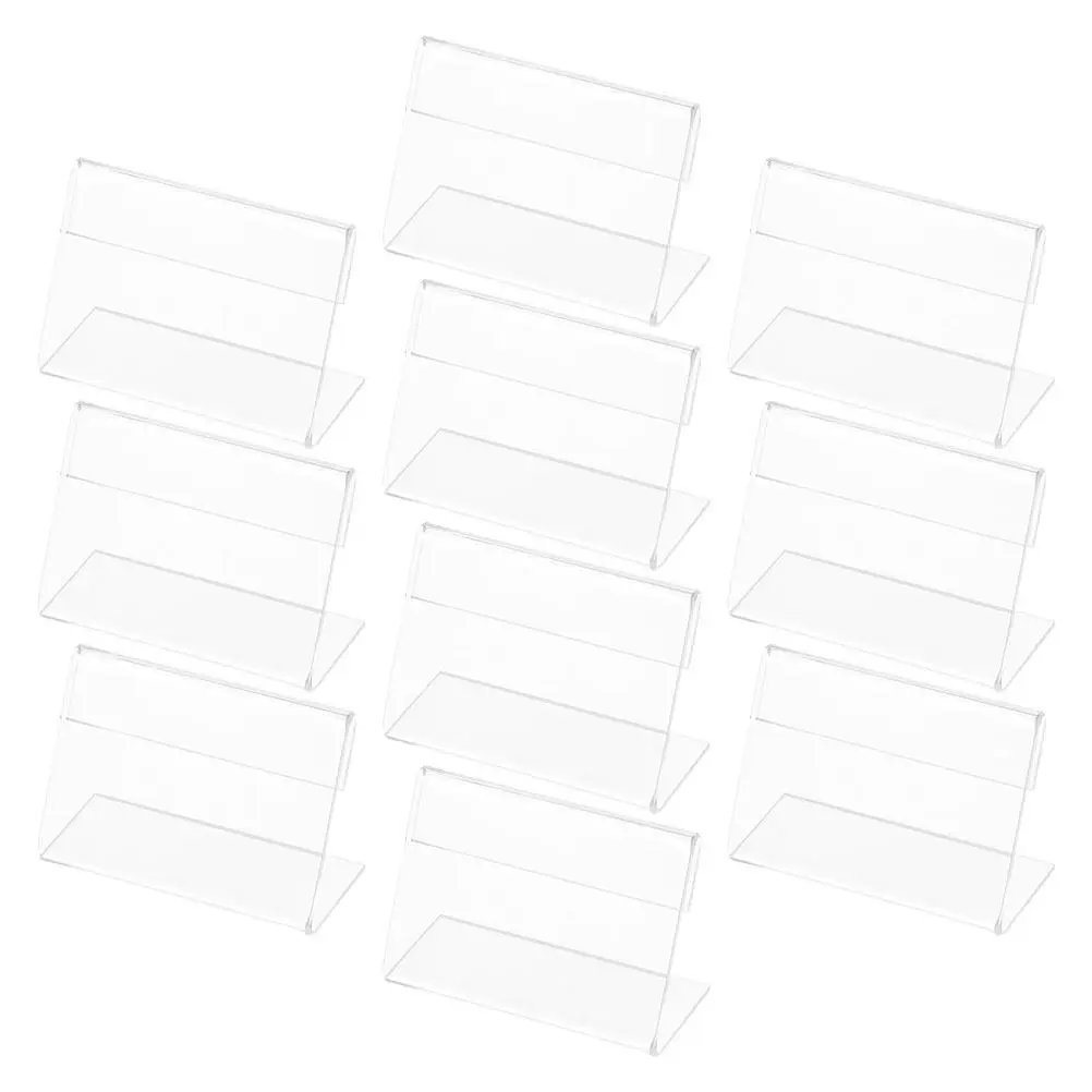 10Pcs Acrylic L-Shaped Horizontal Sign Holder Transparent Compact Countertop Display Stand for Retail Store Office Desk Menu