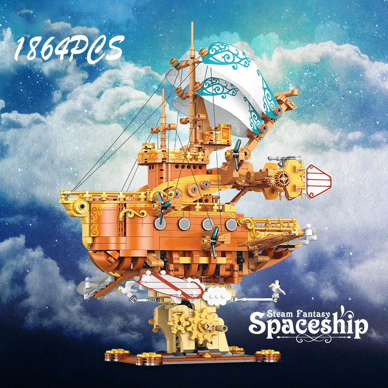 

Набор строительных блоков «Пароходная фантазия» из 1864 деталей, модель пиратского воздушного корабля MOC, креативные фэнтезийные декоративные игрушки для детей, подарки