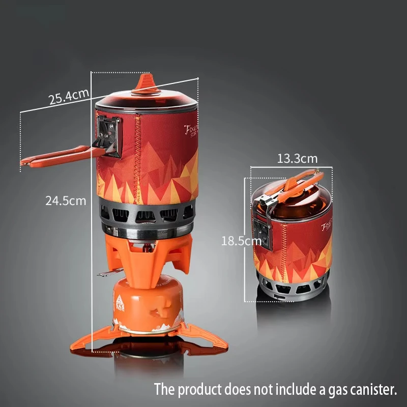 Camping Windproof Gas Burners X3 Heat Collector Single Pot All-in-One Piezo Ignition Gas Stove Outdoor Backpacking Cooking Pot