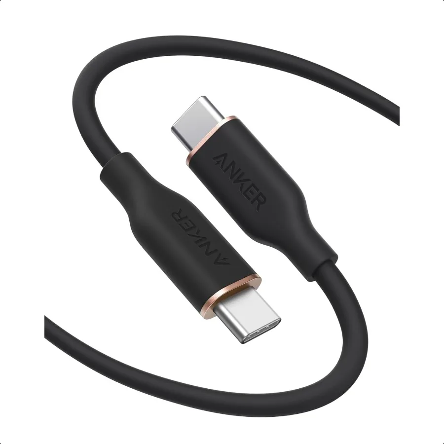 USB C Cable 100W Type C Flow Cord Fast Charging for iPhone 16 Series Book Pro 2020 and More USB 2.0 6FT Black