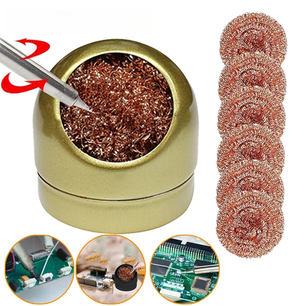 Soldering Iron Tip Cleaner Desoldering Cleaning Ball Welding Soldering Iron Mesh Filter Metal Wire Stand Steel Ball Tin Remover