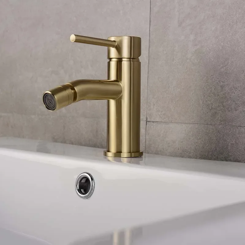 Brushed Gold Bathroom Brass Bidet Faucet Hot And Cold Water Mixer Basin Fucet