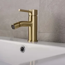 Grifo de bidé de latón para baño de Oro pulido, mezclador de agua fría y caliente, Fucet para lavabo