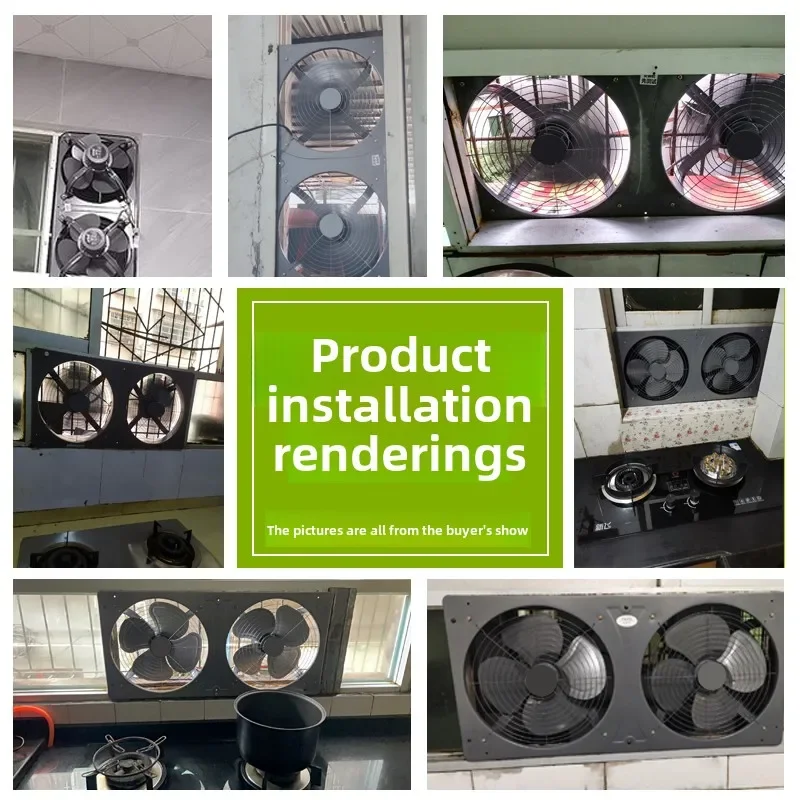 220V Powerful Kitchen Double Fans Commercial Exhaust Extractor Ventilation Oil Smoke Machine