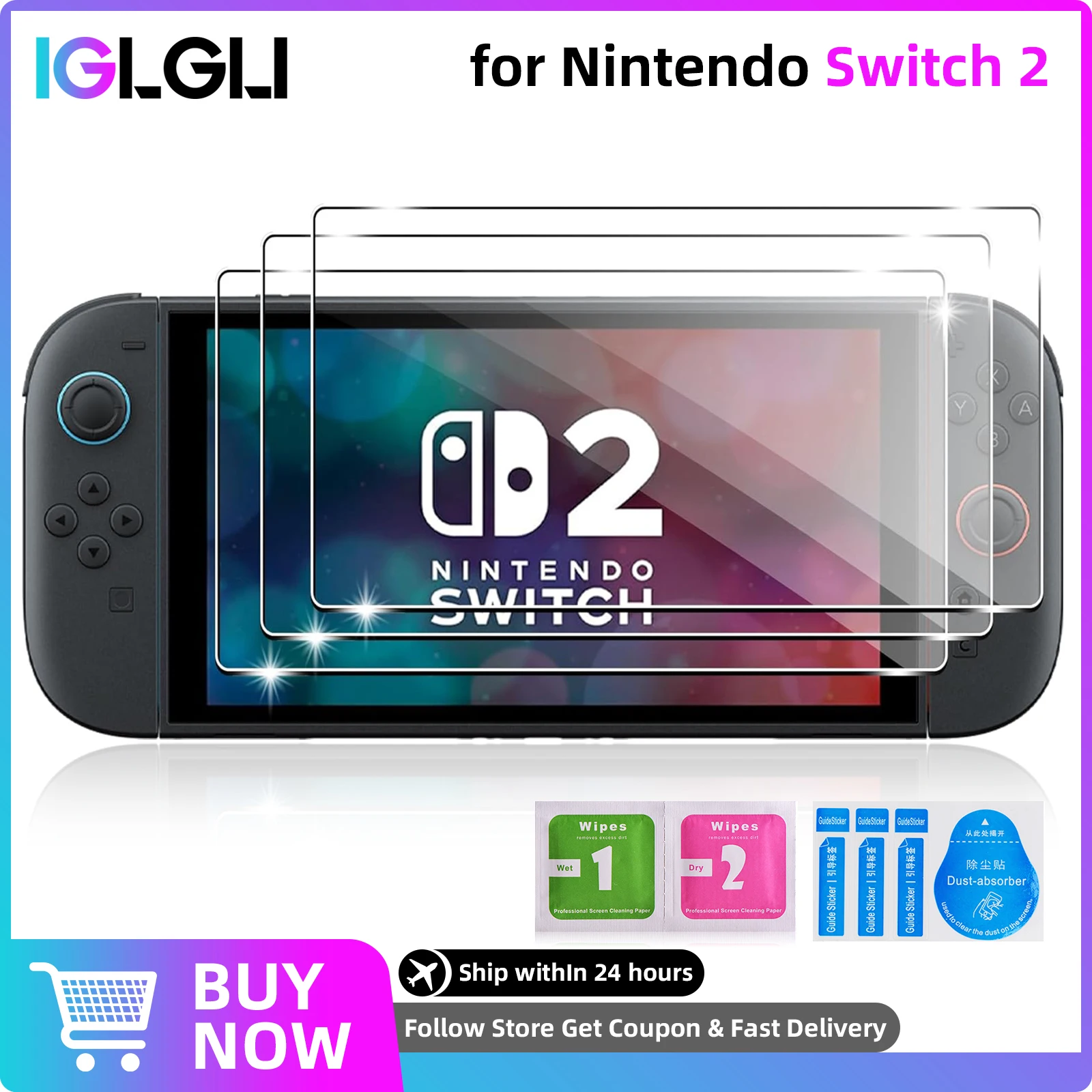 

Glass for Nintendo Switch 2 Model 2025 Screen Protector,Transparent HD Clear Anti-Scratch Protective Glass Film Accessories