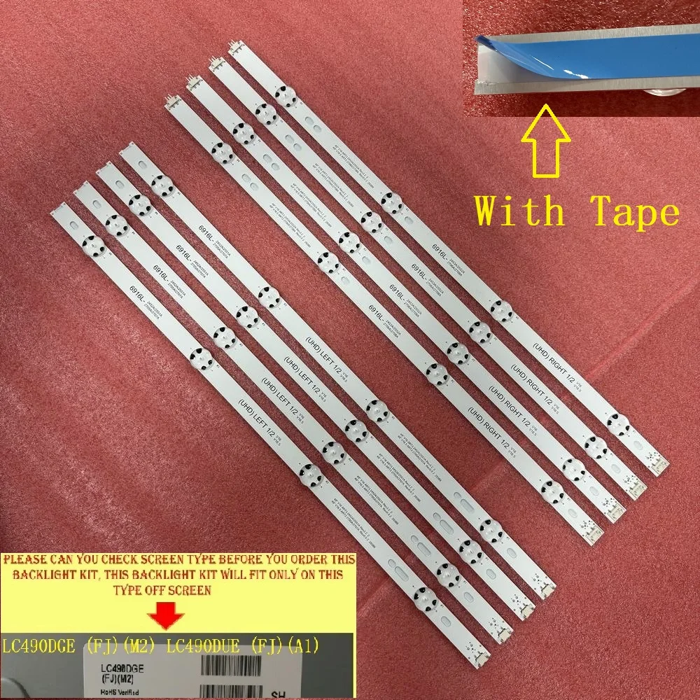 LED شريط إضاءة خلفي للتلفزيون 49UH610T 49LJ510M 49LH570V 49LH5100 49UH610V 49UH620V 49UH603V 49UH610A LC490DGE FJ M2 LC490DUE FJ A1
