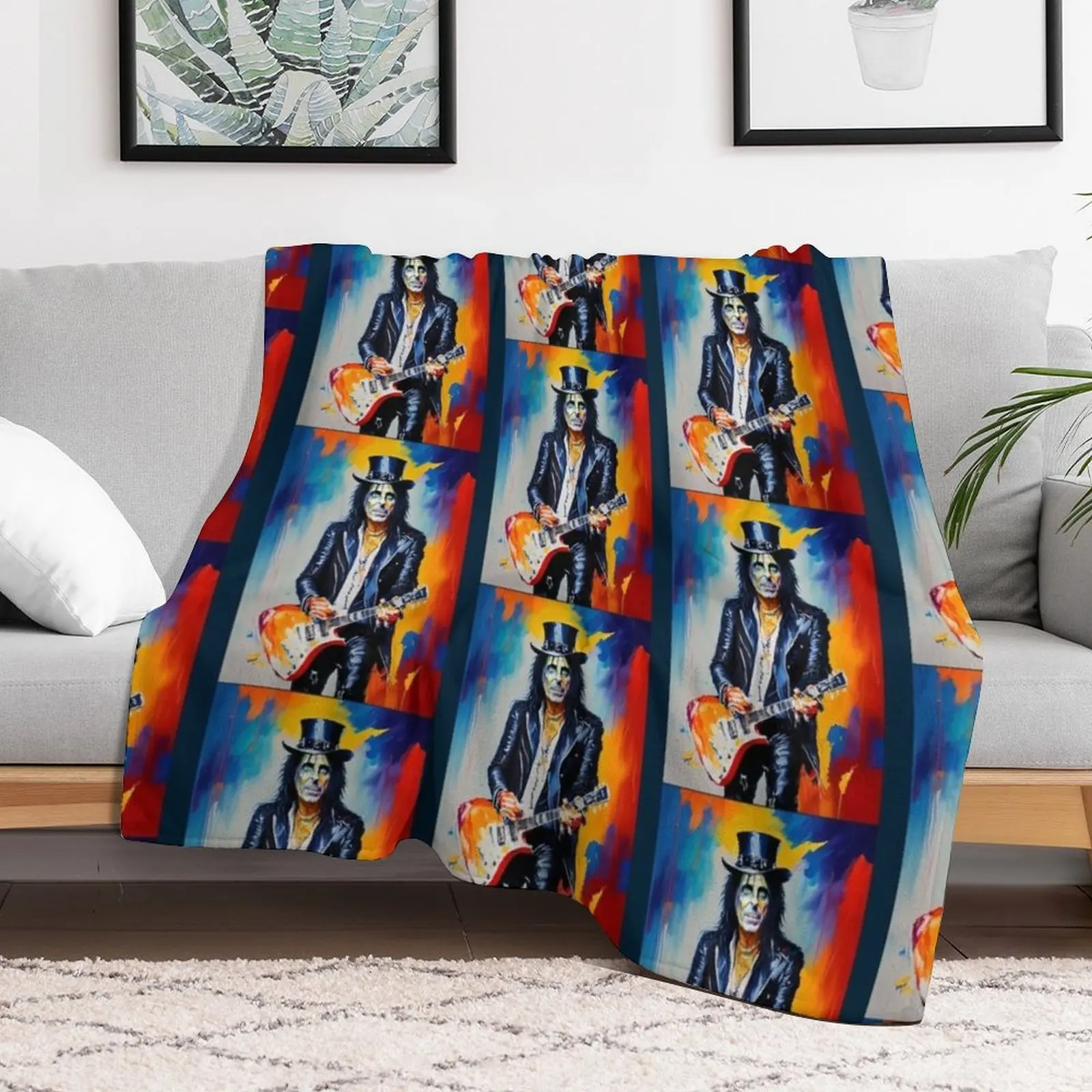 Modern Art Heavy Metal Rocker Alice Cooper Throw Blanket Luxury Throw Plaid on the sofa Custom Blankets