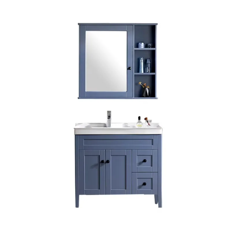 America Style Solid Wood Furniture Bathroom Vanity Floor Mounted Modern Desgin   Set