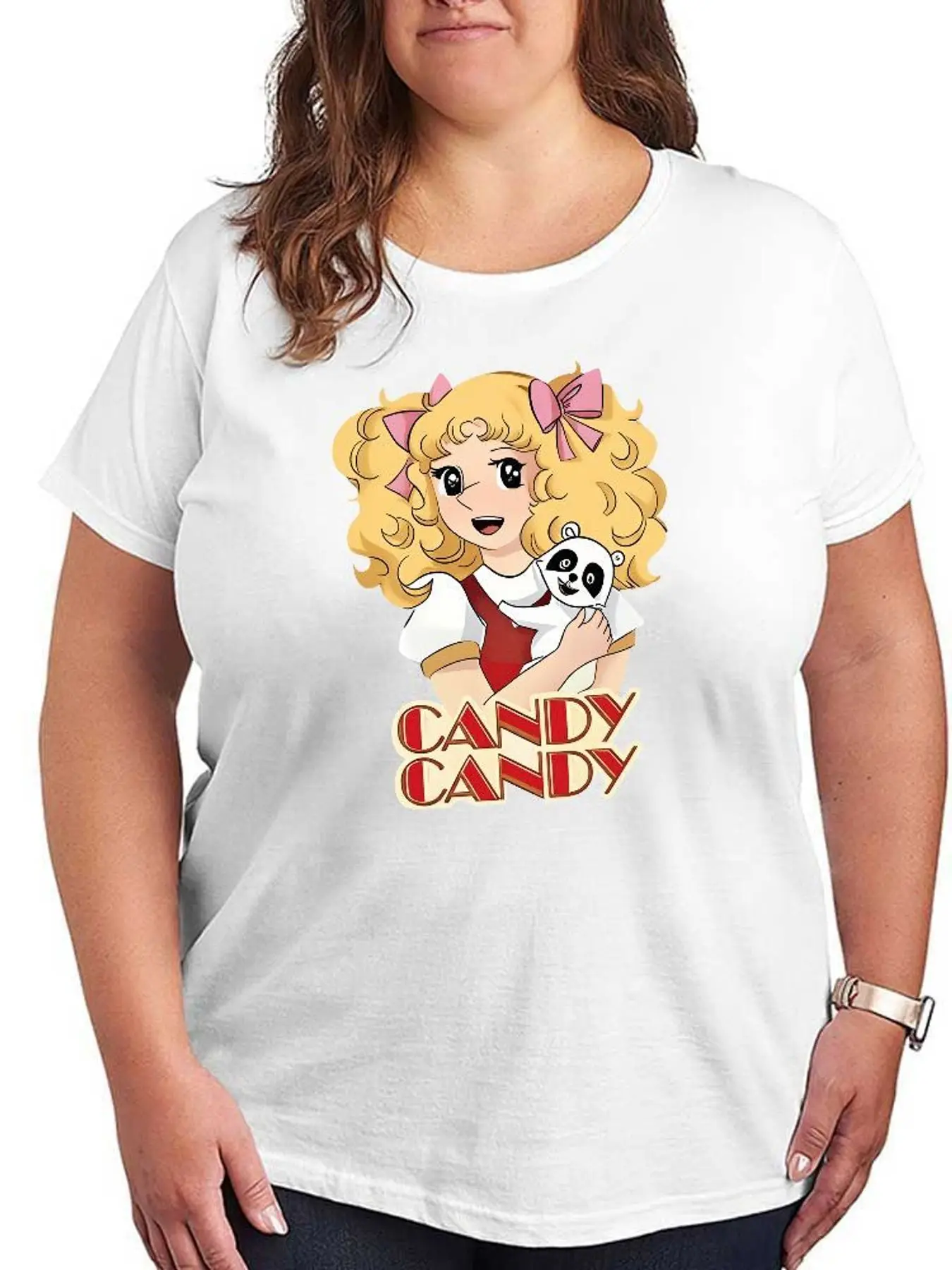 Anime Candy Candy Graphic T Shirt Women Fashion Stretchy Plus Size Short Sleeve Tee Vintage Aesthetic Casual Loose Cotton Soft Tops