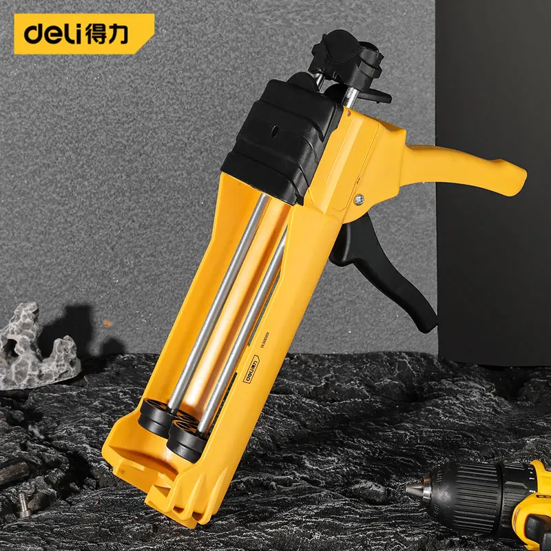 1 Pcs Nylon Caulking Gun Multifunctional Floor, Tile Gap Filler Double Tube Design 8mm Iron Galvanised Gun Barrel Caulking Gun