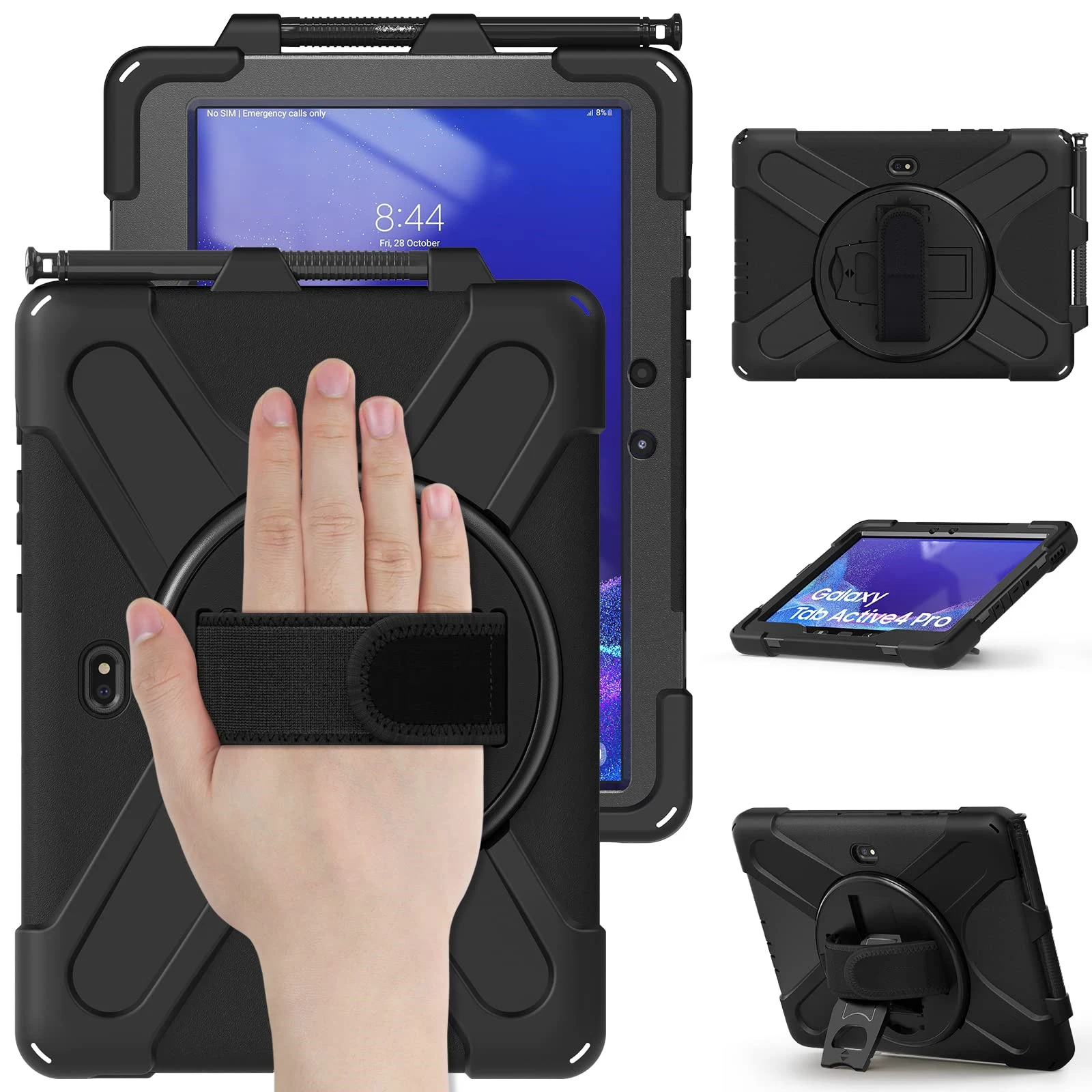 

Rugged Case for Samsung Galaxy Tab Active Pro/Active4 Pro 10.1" (SM-T630/T636/T540/T545) with Rotating Kickstand Pencil Holder